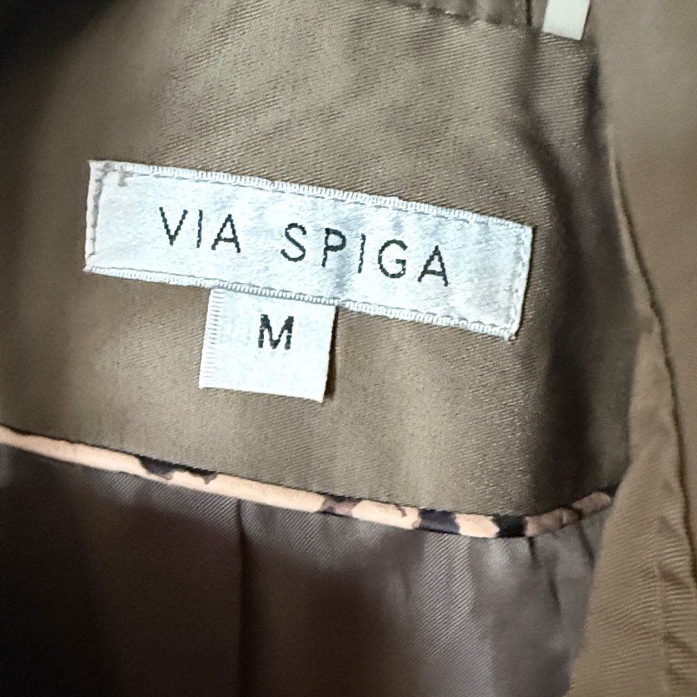 Via Spiga Olive Trench Coat with Double-Breasted Front - Picture 2 of 5